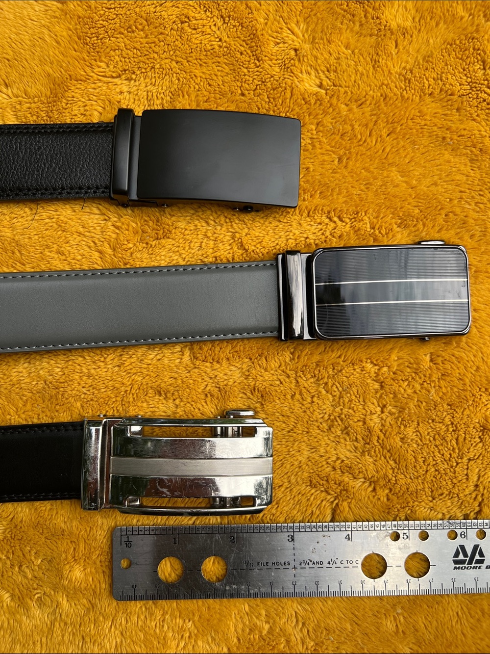Men's Black and Gray Ratchet Belts - Classic Dress Belts x 3. Two black and one